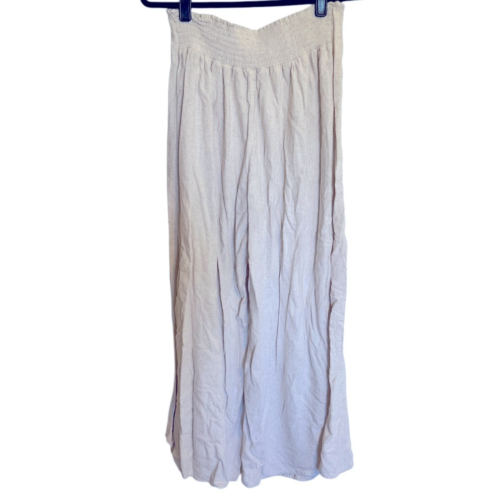 Sienna Sky Wide-Leg Cream Pants with Button Detail